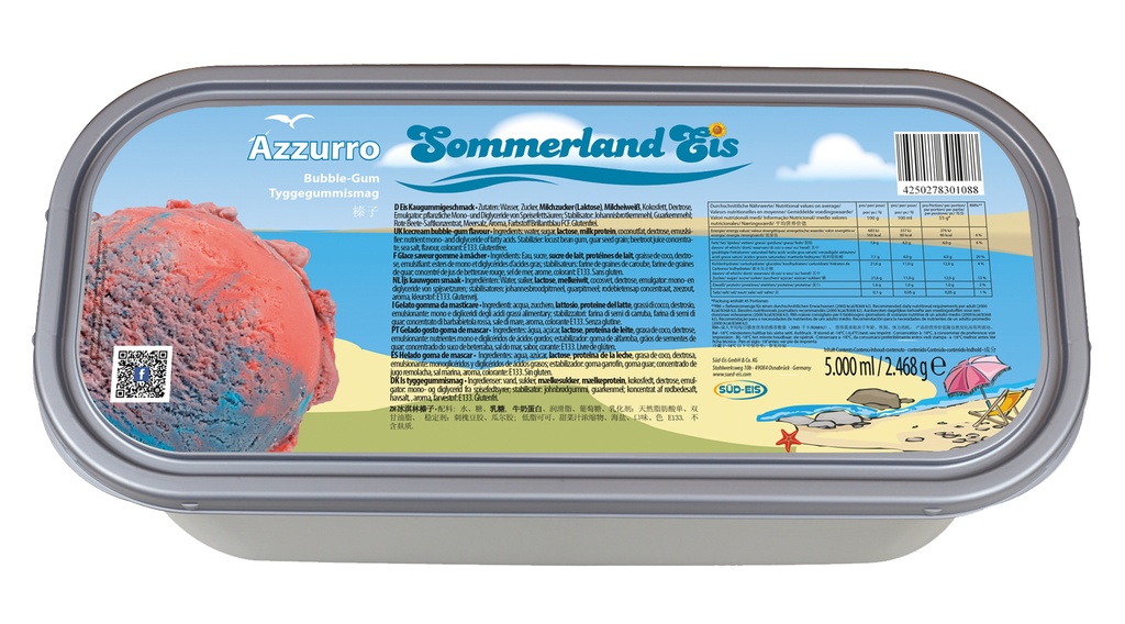 德国 缤纷泡泡糖味 冰淇淋 5L*4/箱 | SOMMERLAND Bubble Gum Flav. Ice Cream 5L*4/CTN