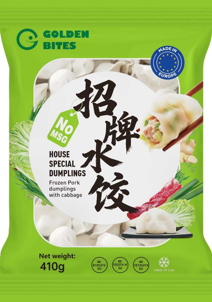 GOLDEN BITES Pork & Cabbage Dumplings 410g | GOLDEN BITES 猪肉白菜水饺 410