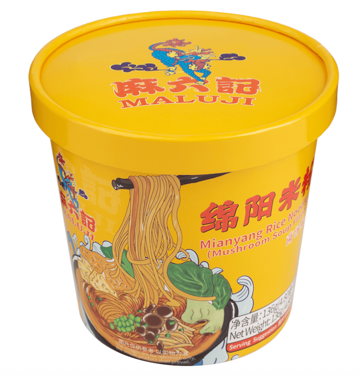 MLJ Instant Mianyang Rice Noodles Mushroom Soup Flavor 136g | 麻六记 绵阳米粉 菌汤味 136g