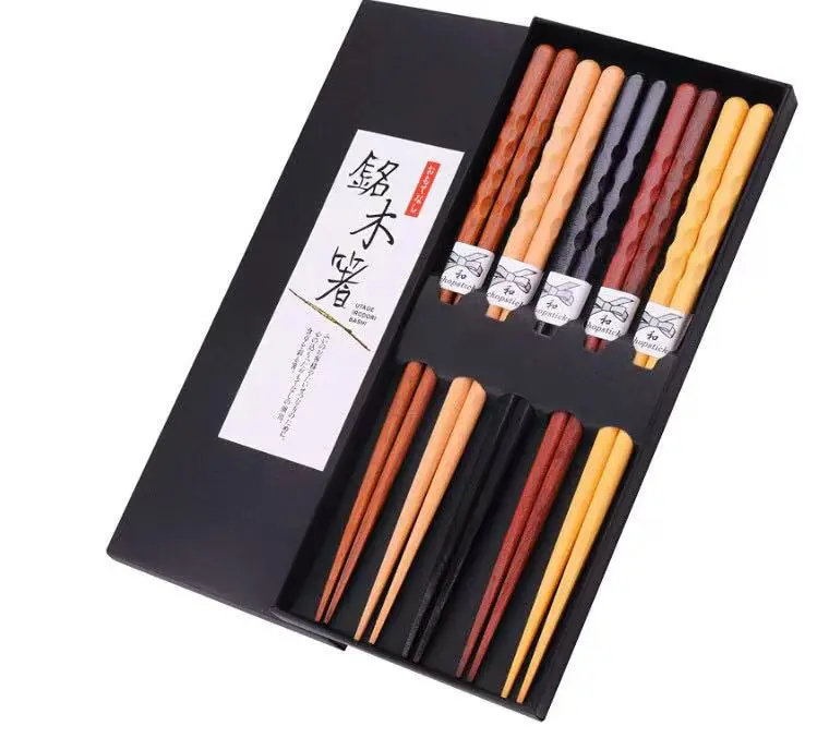 小龟甲 日式五色木筷 5双装 | Japanese Five-Color Wooden Chopsticks 5 pairs/pkt