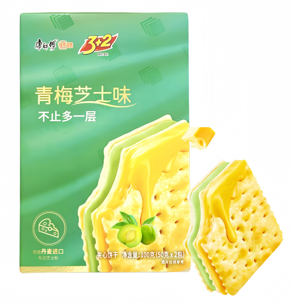 康师傅 3+2 苏打夹心饼干 青梅芝士味 100g | KSF 3+2 Soda Sandwich Biscuits Green Plum Cheese Flavor 100g