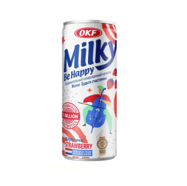 OKF Milky Sparkling Strawberry Flavor 250ml | OKF Milky 气泡饮料 草莓味 250ml