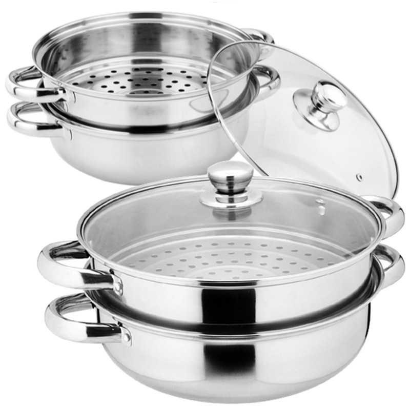不锈钢三层蒸锅 28厘米 | Stainless Steel 3-Tier Steamer 28cm