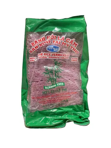 BAMBOO TREE Fine Rice Vermicelli Magenta leavesFlavor 340g | 竹树牌 越南米粉 红蓝草味 340g