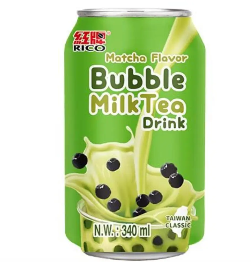 RICO Bubble Milk Tea Drink Matcha Flavor 340ml | 红牌 珍珠奶茶 抹茶味 340ml