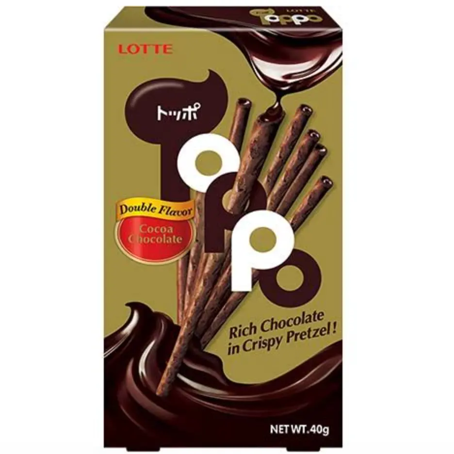 LOTTE Toppo Pretzel Sticks Double Chocolate Flavor 40g | LOTTE Toppo 夹心饼干棒 双重巧克力味 40g