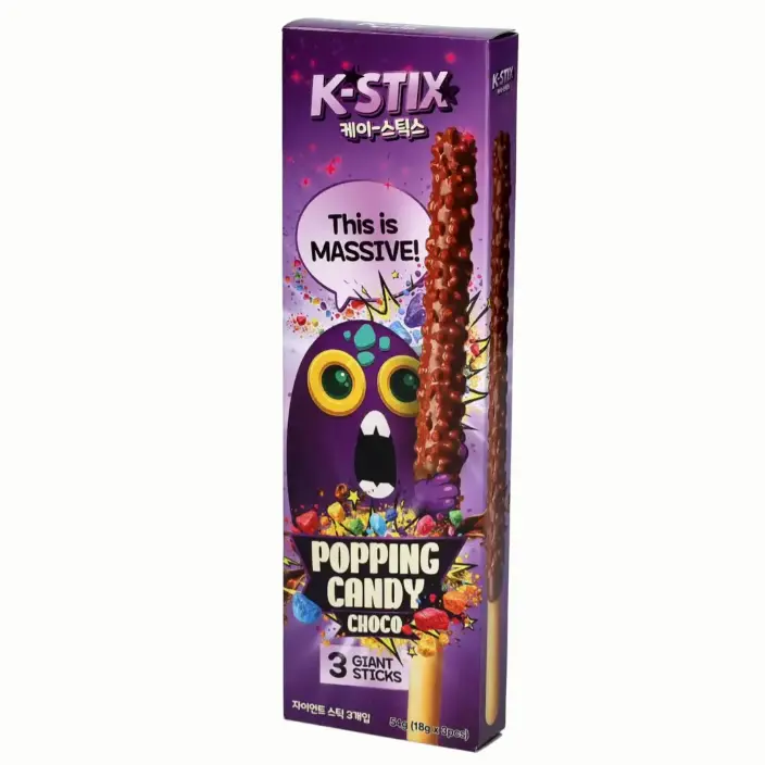 K-STIX Chocolate Biscuit Sticks Popping Candy Flavor 54g | K-STIX 巧克力饼干棒 跳跳糖味 54g