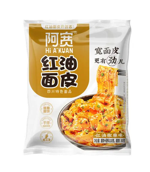 AK Red Oil Broad Noodles Pepper Sesame Sauce Bag 110g | 阿宽红油面皮椒麻味袋装 110g