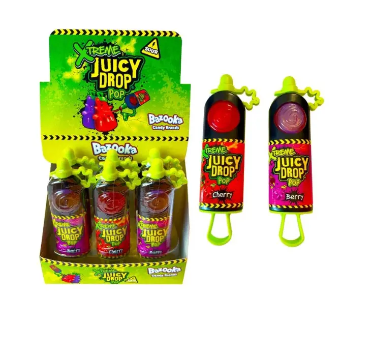 BAZOOKA Juicy Drop Pop Xtreme Lollipops with Sour Liquid Candy 26g | BAZOOKA Juicy Drop Pop Xtreme 棒棒糖 配酸味液体糖浆 26g